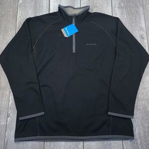 Columbia Off Way 1/4 Zip Fleece Mens XL Black Grid Pullover Sweater